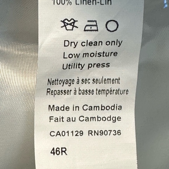 Tallia 100% Linen Plaid 2-Button Sport Coat Suit Jacket - Blue - size 46R - Picture 4 of 6